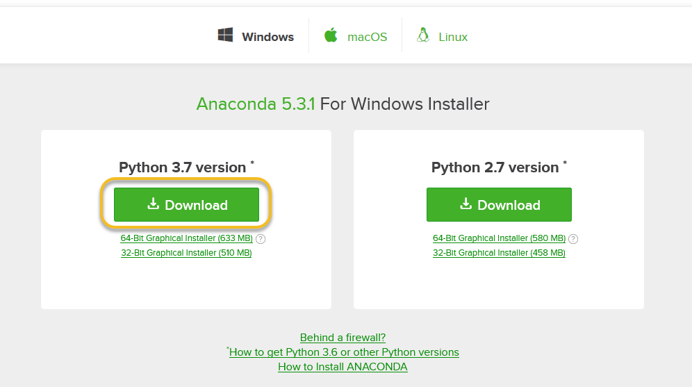 anaconda select python 3.6