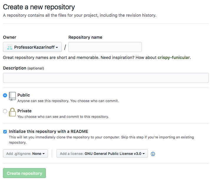 new github repo details