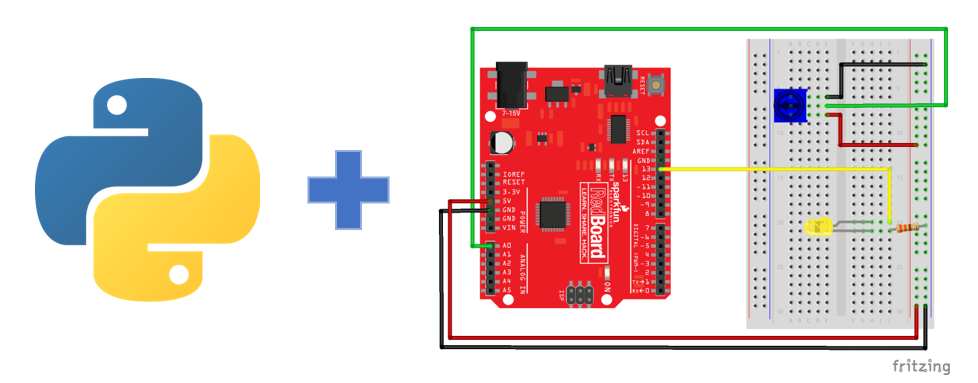 python logo and arduino with potentiometer