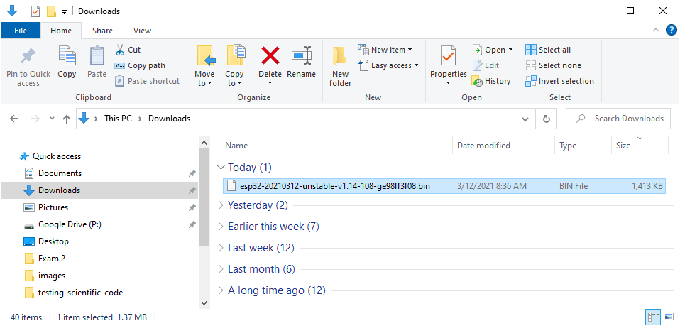esp32 bin file in downloads folder