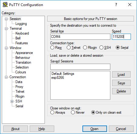PuTTY config