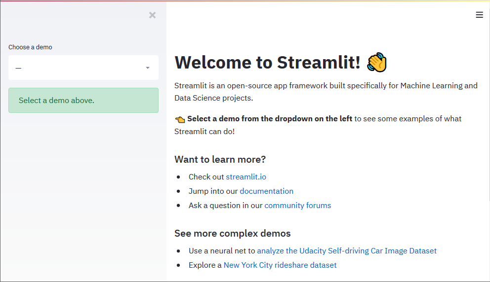 streamlit hello app