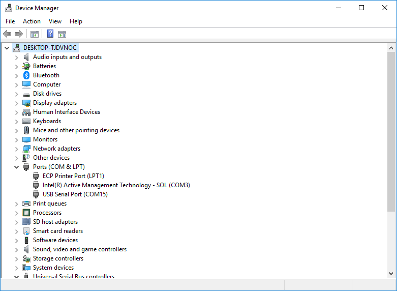 Device Manager Menu