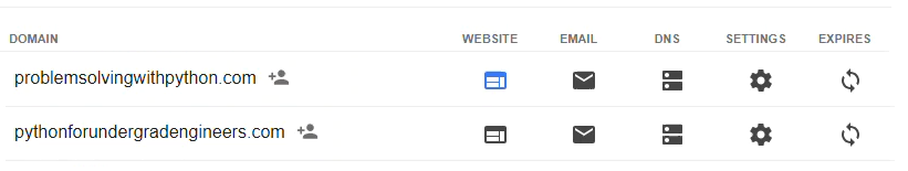 Google Domains Dashboard