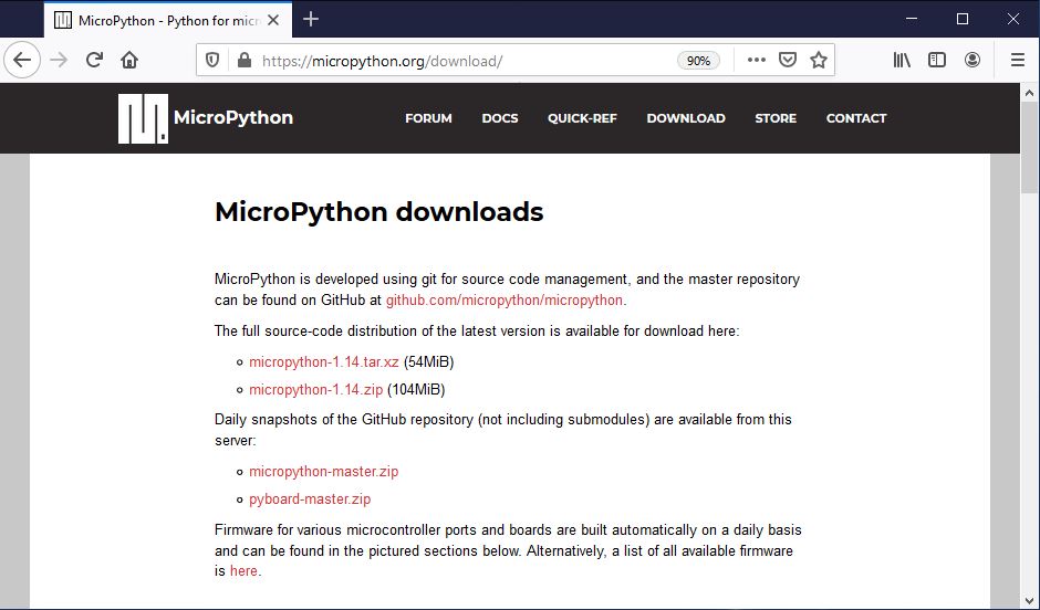 micropython downloads page