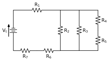 circuit diagram 7 resistors 3 loops