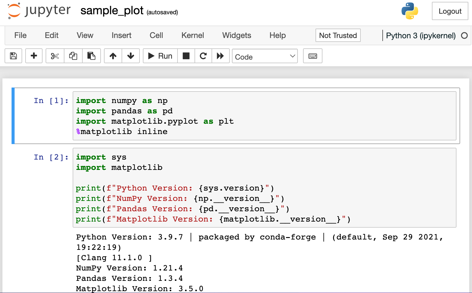 Jupyter notebook screenshot